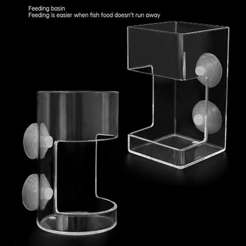 Highly Transparent Square/Round Aquarium Feeder Bowl Fixed-Point Plastic  Floating/Sinking Fish Food Tray with Suction Cup New