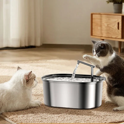 Stainless Steel Cat Water Fountain Automatic Pet Drinker Drinking Fountain For Cats Dogs Drinking Bowl with Replaceable Filter