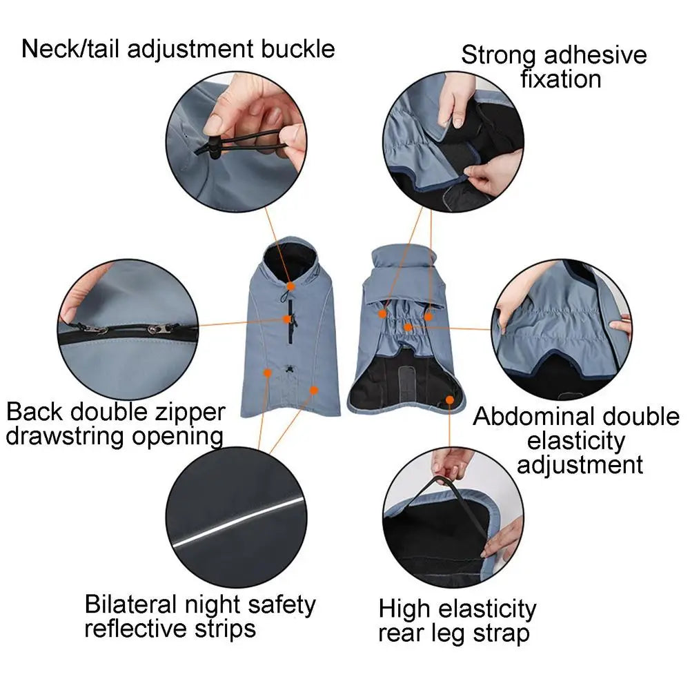 Dog Cold Weather Jackets Waterproof Dog Winter Clothes Comfortable Adjustable Dog Clothes Stylish Reflective Pet Supplies For