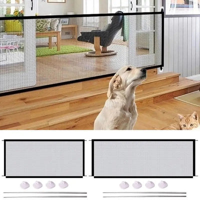 Nylon Mesh Folding Pet Barrier Indoor Outdoor Retractable Baby Gate Pet Separation Guard Isolated Fence Kid Safety Fence