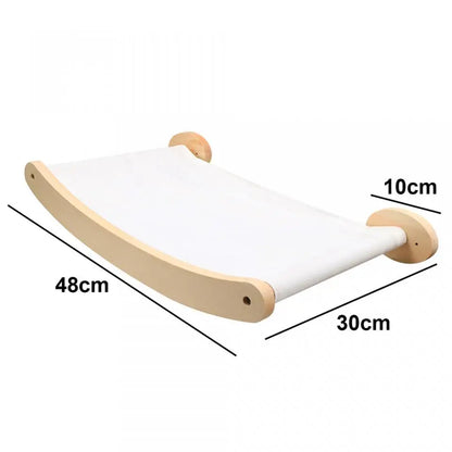 Cat Wall Mounted Wooden Shelves Platform and Hammock for Cats Sleeping and Scratching Post for Cats Grinding Claws Pet Furniture
