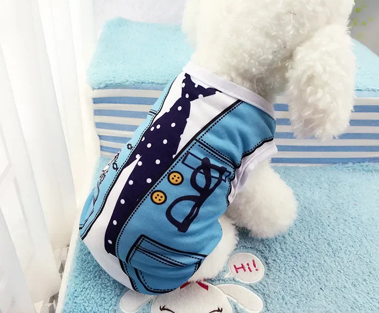 Wholesale Small Pet Dog Clothes Vest Down Jacket Cartoon Cute Chihuahua Tshirt Puppy Yorkshire Terrier Puppy Bulldog Ropa Perro