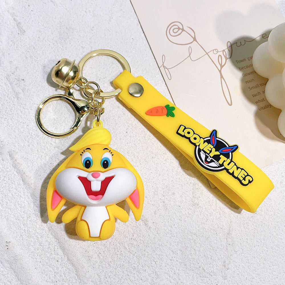 Cartoon Bugs Bunny Doll Keychain Cute Tweety Bird Daffy Duck Porky Pig Key Rings Pendant Accessories for Kids Birthday Gifts