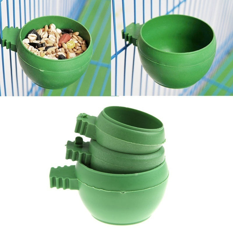 3Pcs/Set Green Plastic Parrot Mini Food Water Bowl Feeder Plastic Birds Pigeons Cage Sand Cup Feeding Tool Accessory