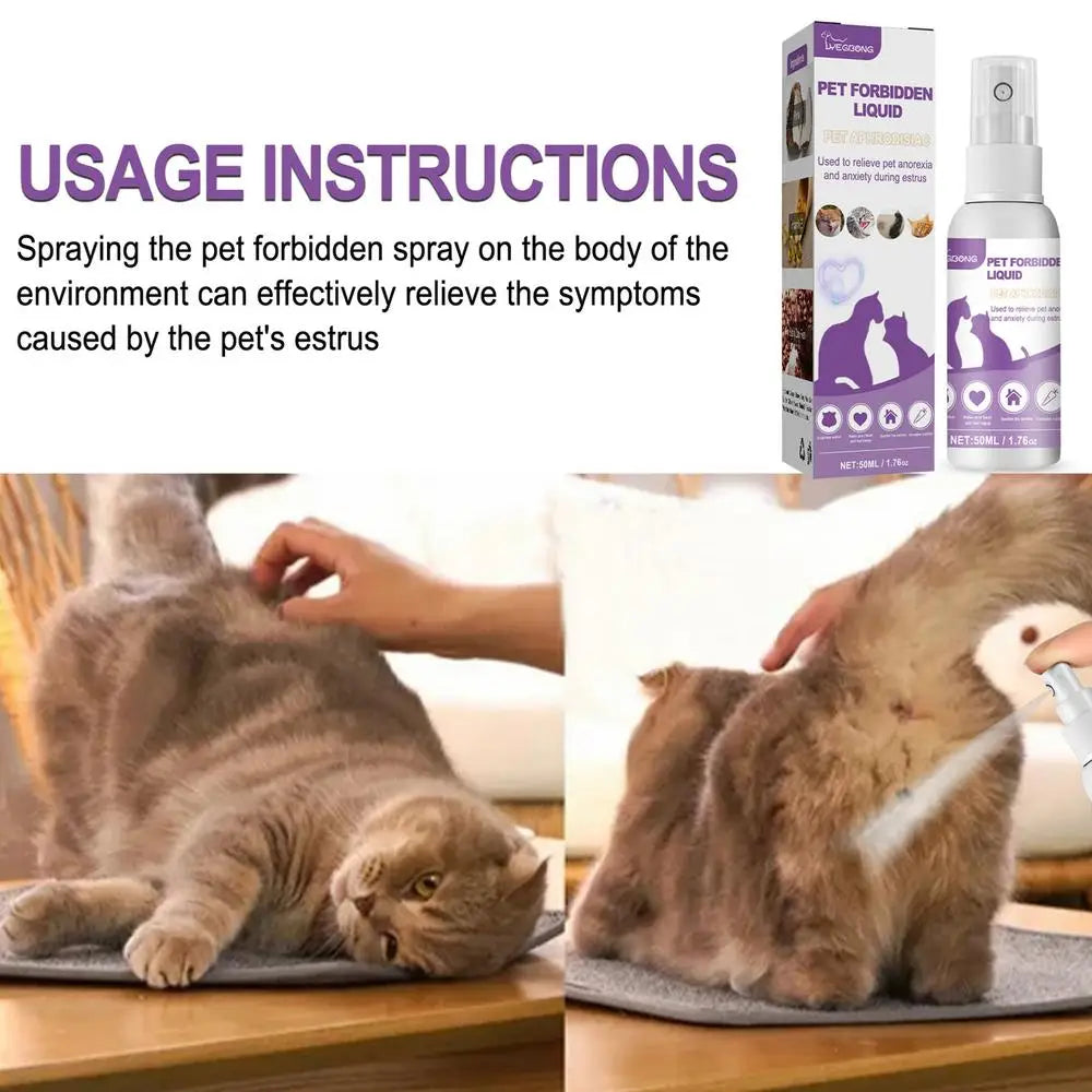 Pet Estrus Calming Spray Safe Healthy Calming Diffuser Cat Anti Anxiety Liquid Prevent Howling Soothe Mood For Calming Emotions