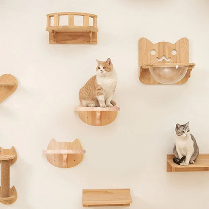 Wall Mounted Cat Climbing Cat Tree Cat Stairs Frame Wooden Cat Jumping Platform Cat Ladder Scratching Post Rest and Playing