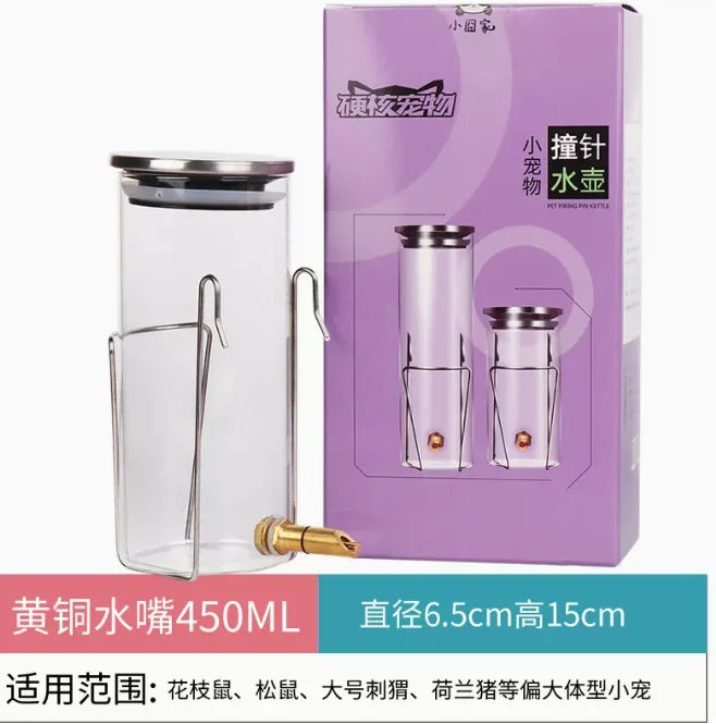 Glass Fine Needle Striker Water Bottle Anti-bite Chinchilla SquirrelTwig Rat Hedgehog Glider Hamster Water Feeder Dispenser