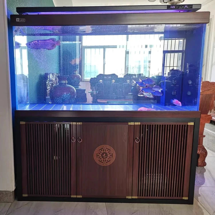 Glass Fish Tank Aquarium Arowana Large Fish Tank Golden Five-line Ultra-white Crystal Aquariums & Accessories 150*60*155cm
