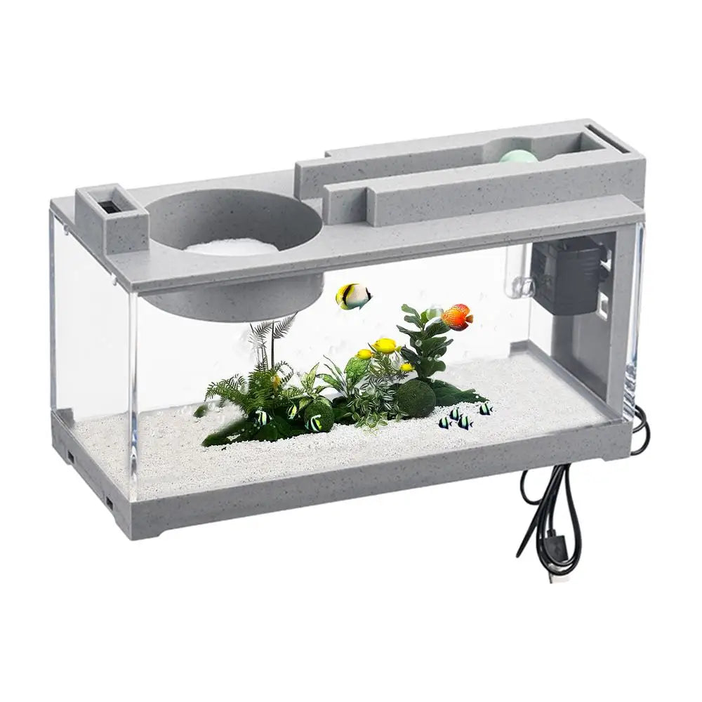 Desk Aquarium Glass Aquarium Modern Silent Desktop Fish Tank With Air Pump For Seaweed Small Corals Betta Fish Shrimp Goldfish