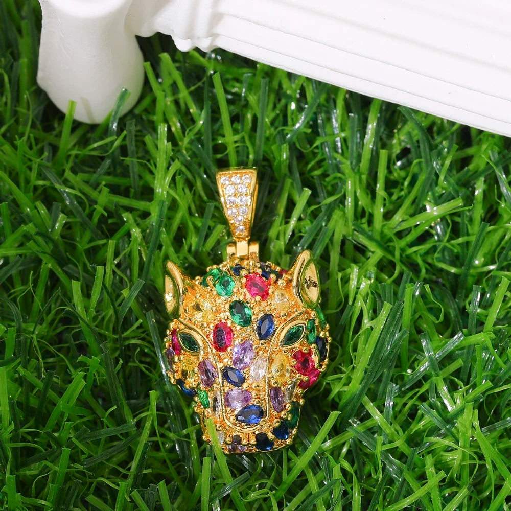 Juya 18K Real Gold Plated Cubic Zircon Bear Lion Bird Tiger Panther Head Leopard Charms For DIY Pendant Necklace Bracelet Making