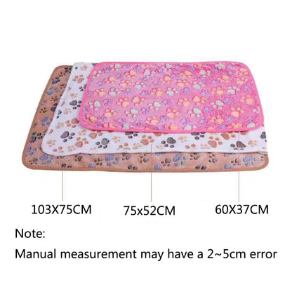 Soft Flannel Fleece Cat Dog Blanket Bed Mats Paw Foot Print Warm Pet Blanket Sleeping Beds Cover Mat For Dogs Cats Pets supplies
