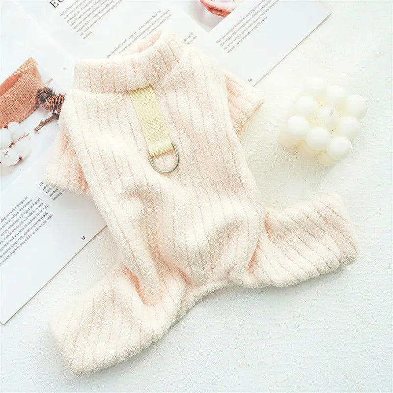 Winter Pet Clothes Dog Jumpsuit Fleece Dog Warm Coat Solid Soft Puppy Sweatshirt Chihuahua French Bulldog Costume Dog Pajamas