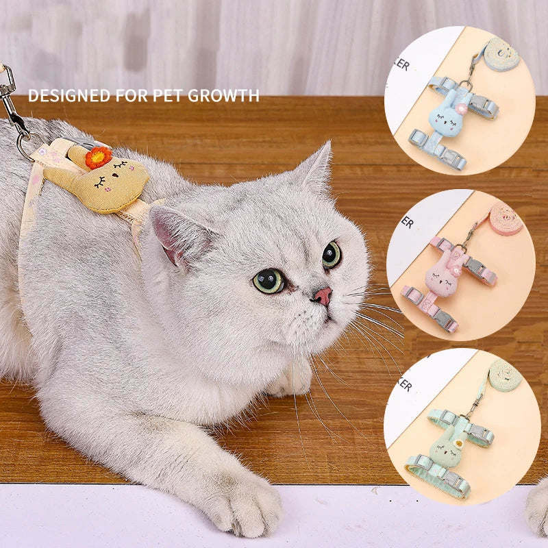 Adjustable Bunny Cat Dog Harness and Leash Set Walking Pet Harnesses for Small Animals Cats Rabbit mascotas Accessories Supplies