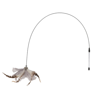 Uxcell Handheld Cat Teaser with Bell Fluffy Plume Teasing Sticks Flexible Fishing Rod Toy Indoor Scratching Pet Supplies