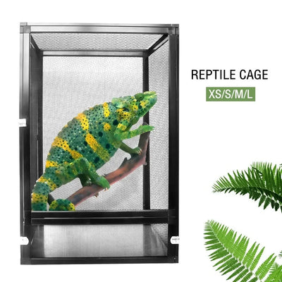 Reptile Detachable Habitat Tank Terrarium Transparent Aluminium Air Screen Cage Front Opening Door Full View Lizard Chameleon