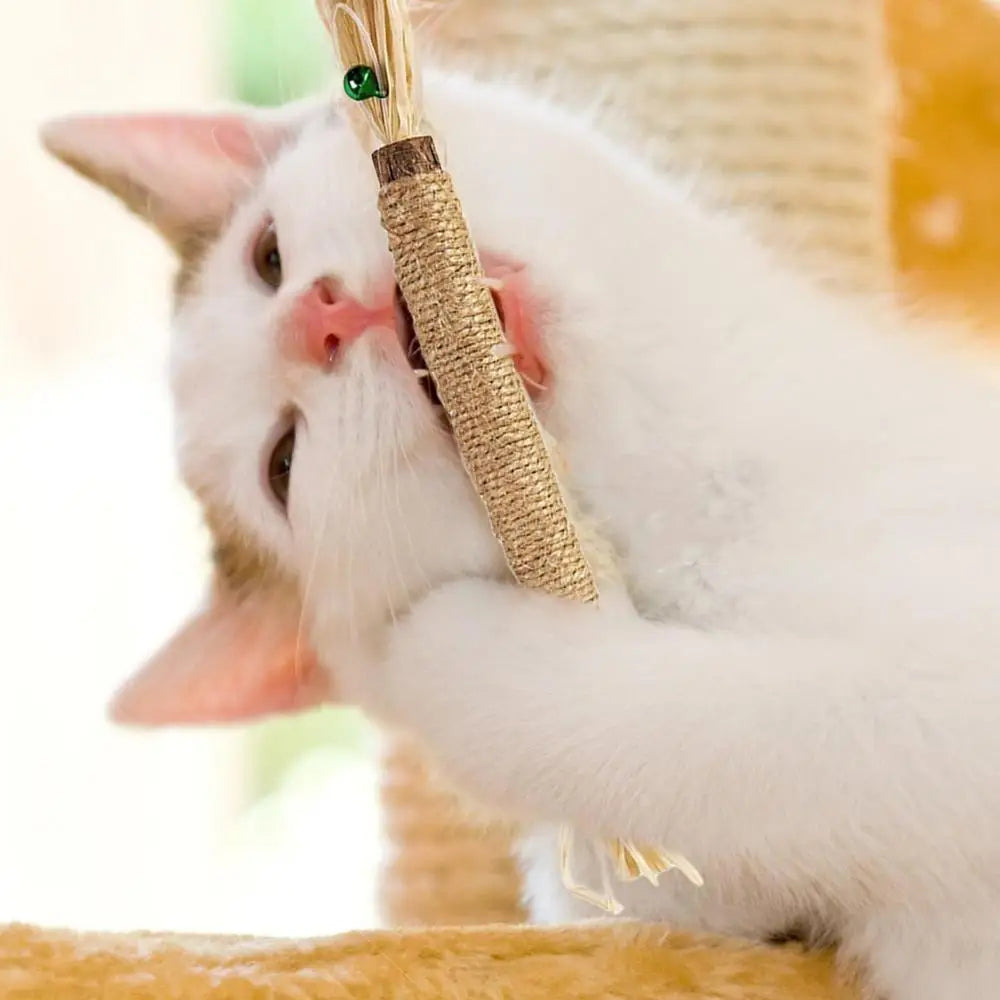 Silvervine Sticks For Cats Catnip Molar Rod With Bell For Indoor Cats Edible Interactive Cat Nip Ball Teethers With Raffia Sisal