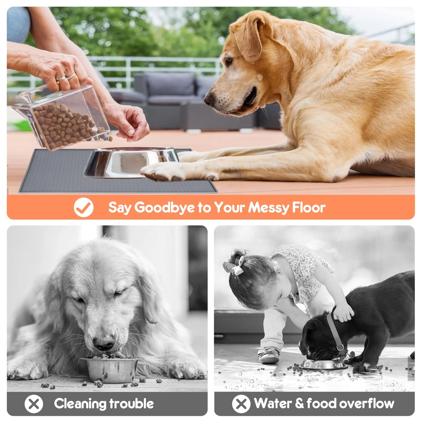 Pet Placemat Nonspill Easy to Clean Foldable Cat and Dog Feeding Mat Silicone Non-slip Waterproof Pet Mat