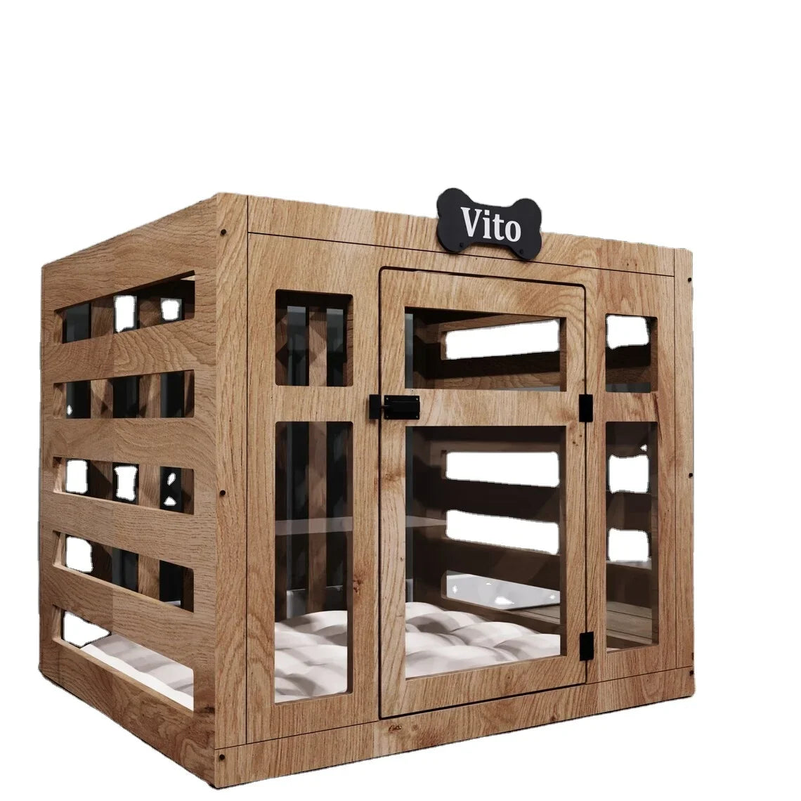 JUNJI Modern Indoor Wood Dog House Luxury Durable Eco-Friendly Large Wooden Pet House Wood Dog Kennel Furniture