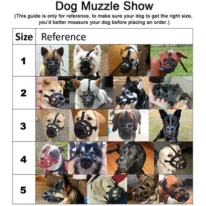 Adjustable Dog Muzzle Soft Silicone Breathable Strong Basket Small Medium Large X-Large Dogs Mouth Muzzles Lightweight & Durable