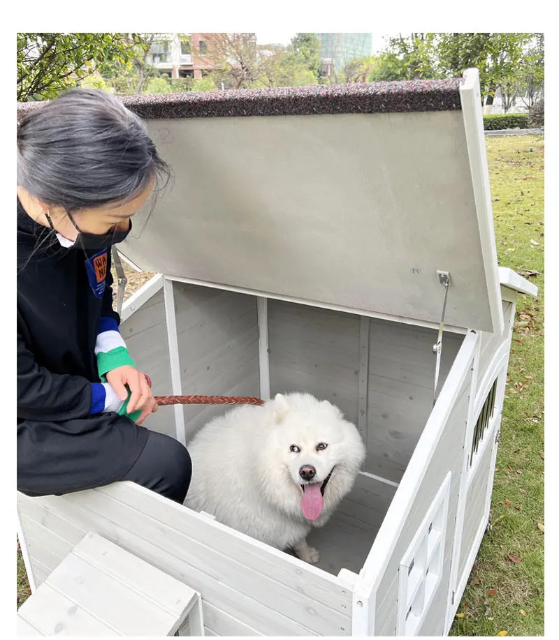 Dog House Outdoor Large Dog Kennel Wooden VillaHouse Cat Nest Rainproof Waterproof Sunscreen Outdoor Pet Cage