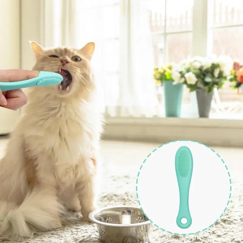 Cat Chin Brush Soft Silicone Grooming Chin Scrubber Non-Slip Multifunctional Finger Pet Supplies Cleaning Brush For Cats & Dogs