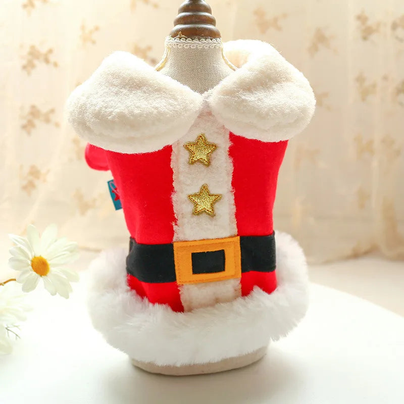 Luxury Christmas Dog Clothes for Small Dogs 2024 New Thicken Warm Fleece Dog Winter Coat Cold Weather Pet Apparel Puppy Costume