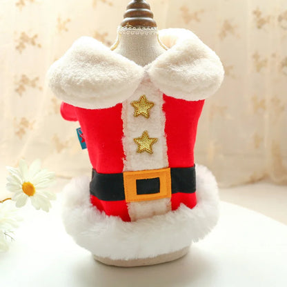 Luxury Christmas Dog Clothes for Small Dogs 2024 New Thicken Warm Fleece Dog Winter Coat Cold Weather Pet Apparel Puppy Costume