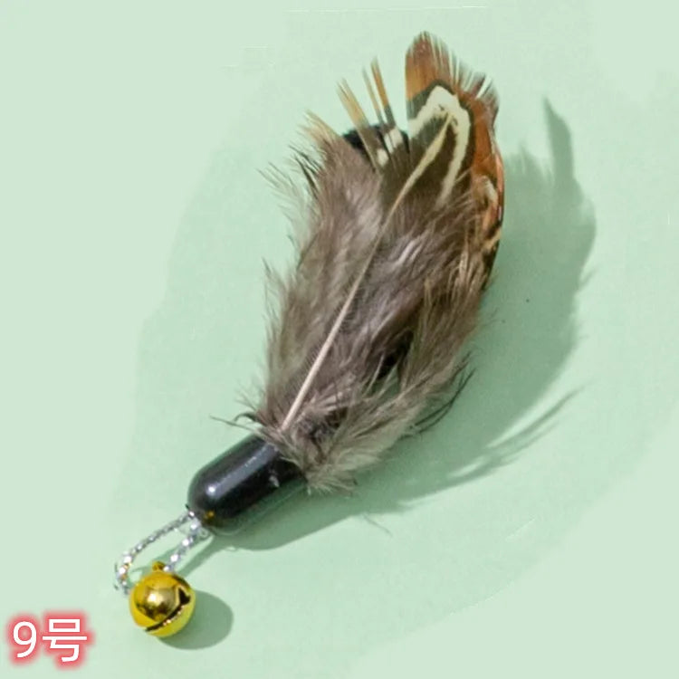 Interactive Cat Feather Toy Accessories False Toy with Bell Replacement Refill Training Kitten Toys
