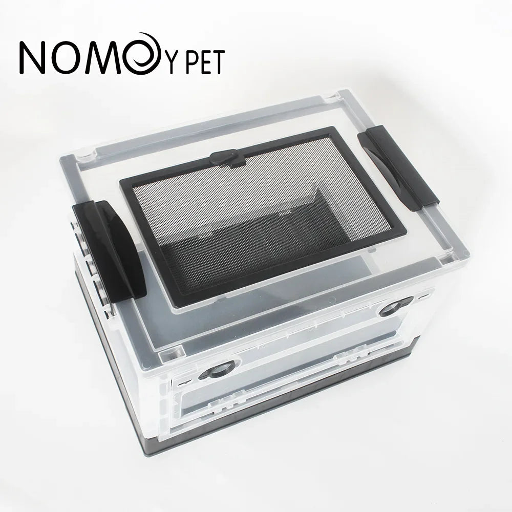 Foldable Reptile Feeding Box Anti-Drop with Screen Ventilation Spider Lizard Reptile Terrarium Hatching Container Habitat