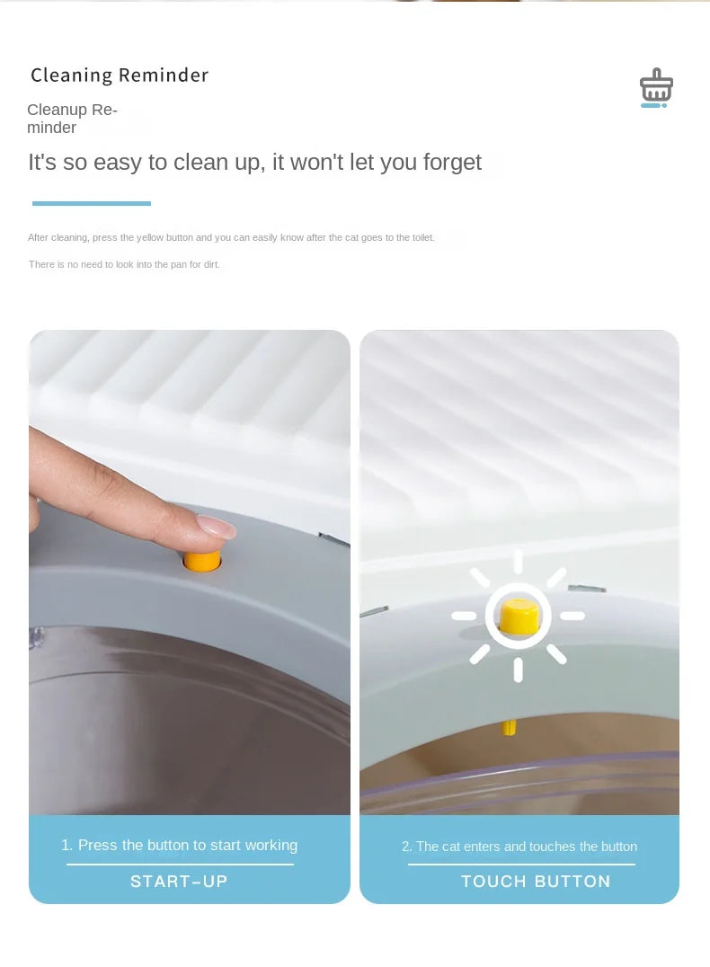 Large Fully Closed Semi-Automatic Cat Litter Box Easy Clean with Durable Plastic Hand-Pulled Shovel Accessory Cat Toilet