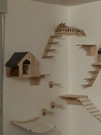 Wall Mounted Cat Perch & Corner Platform With Felt Durable Cats Hammock Suit Cat Climbing Rope to Make Kitten Exercise Cat Tree