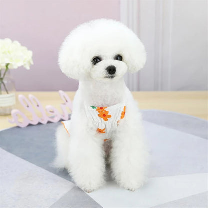 Cartoon Floral Summer Dress for Dogs Chihuahua Puppy Vest One Piece Pet Supplies Spring Female Sphinx Cat Luxury Dog Clothes