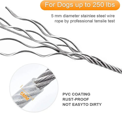 Dog Tie Out Cable Long Steel Wire Dog Leash,Heavy Duty & Durable Dog Chain for Yard,Dog Leads for Large Dogs Up to 150 Lbs