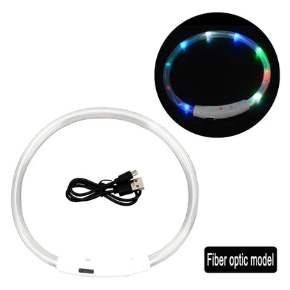 4 Modes Dog Luminou Charge Collar Led Usb Cat Silicone Colorful Collar Detachable Night Glow Pet Loss Prevention Dog Accessories