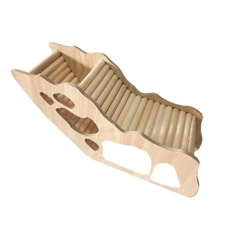 Wood Hamster Hideaway Toy Wooden Hamster House with Climbing Ladder Small Animals Castle Home for Dwarf Mice Gerbils Small Pets