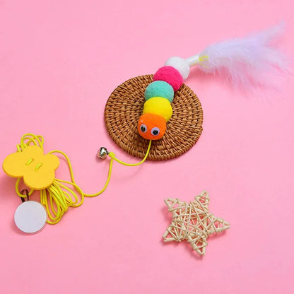 Pet Cat Toys Funny Stick Kitten Self -hi Elastic Rope Dragonfly Shape Feather Bell Teasing Stick Hanging Swing Thousands