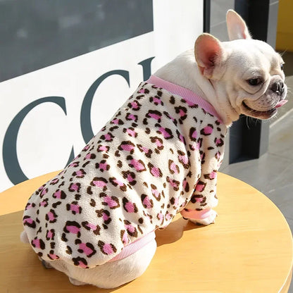 Pet Dog Clothes T-shirt Leopard Print Spring and Autumn Warm Big Dog Large Dog Two Feet Plus Down Golden Retriever Dog Clothes