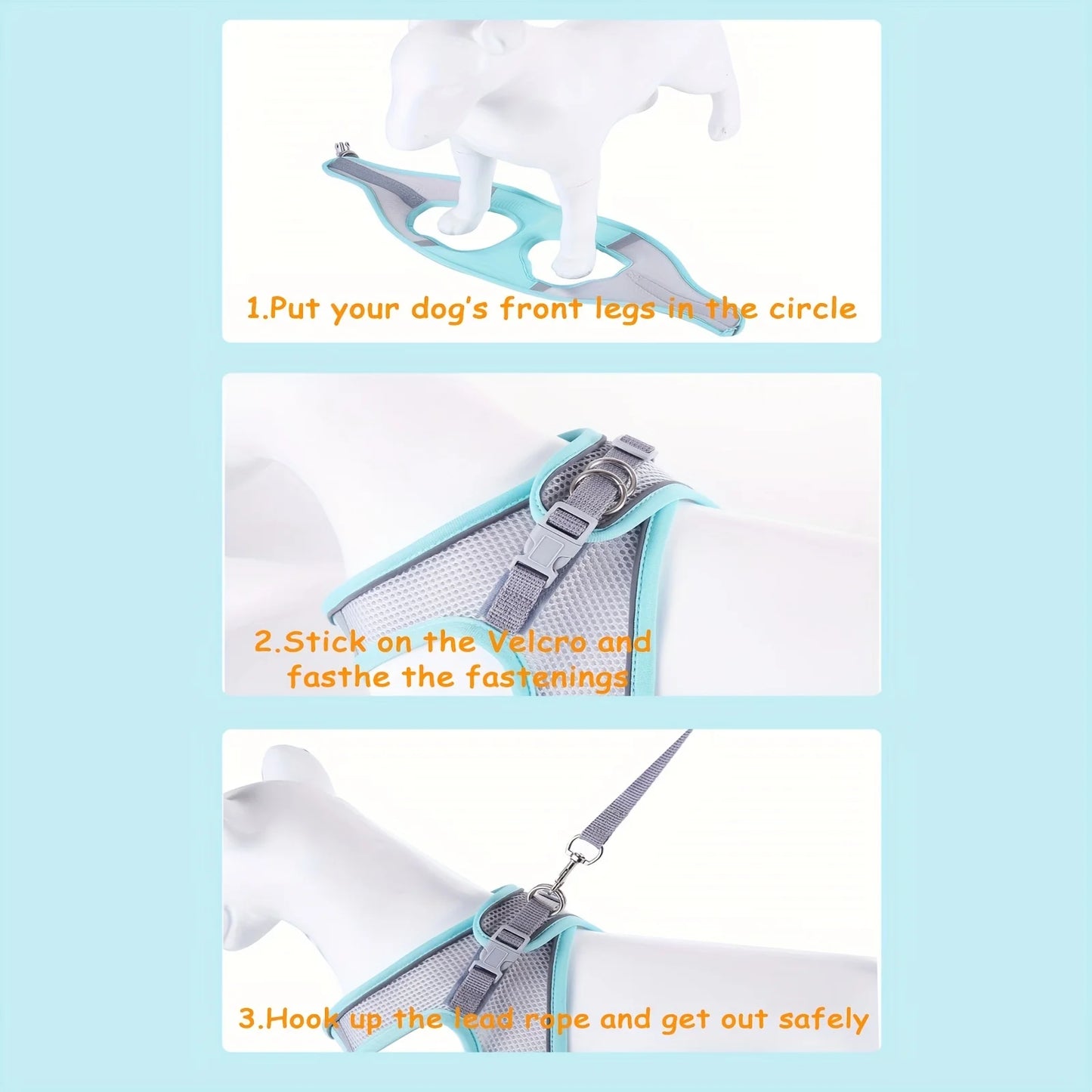 Dog Harness Small Dogs Breast-band Pet Accessories Leash Reflective Soft Mesh Dog Harness for Small and Medium Breeds
