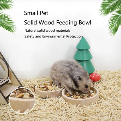 Smooth Wooden Hamster Feeding Bowl Hamster Food Bowl Small Animal Round Feeding Dish for  Chinchilla Hamsters Gerbils Mice