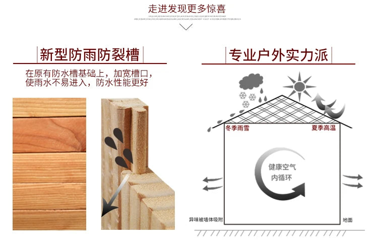 Large new solid wood kennel outdoor waterproof dog house with mat and cold-proof pet dog cage carbonized golden retriever woo