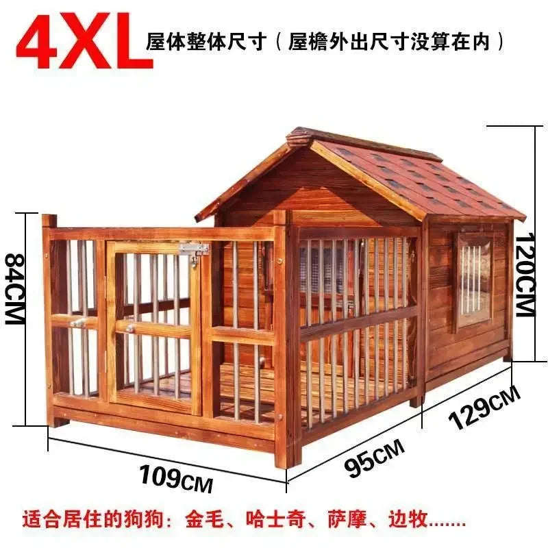 Outdoor Waterproof Solid Wood Kennel Medium and Large Dog Golden Retriever Kennel House Rainproof Outdoor Four Seasons