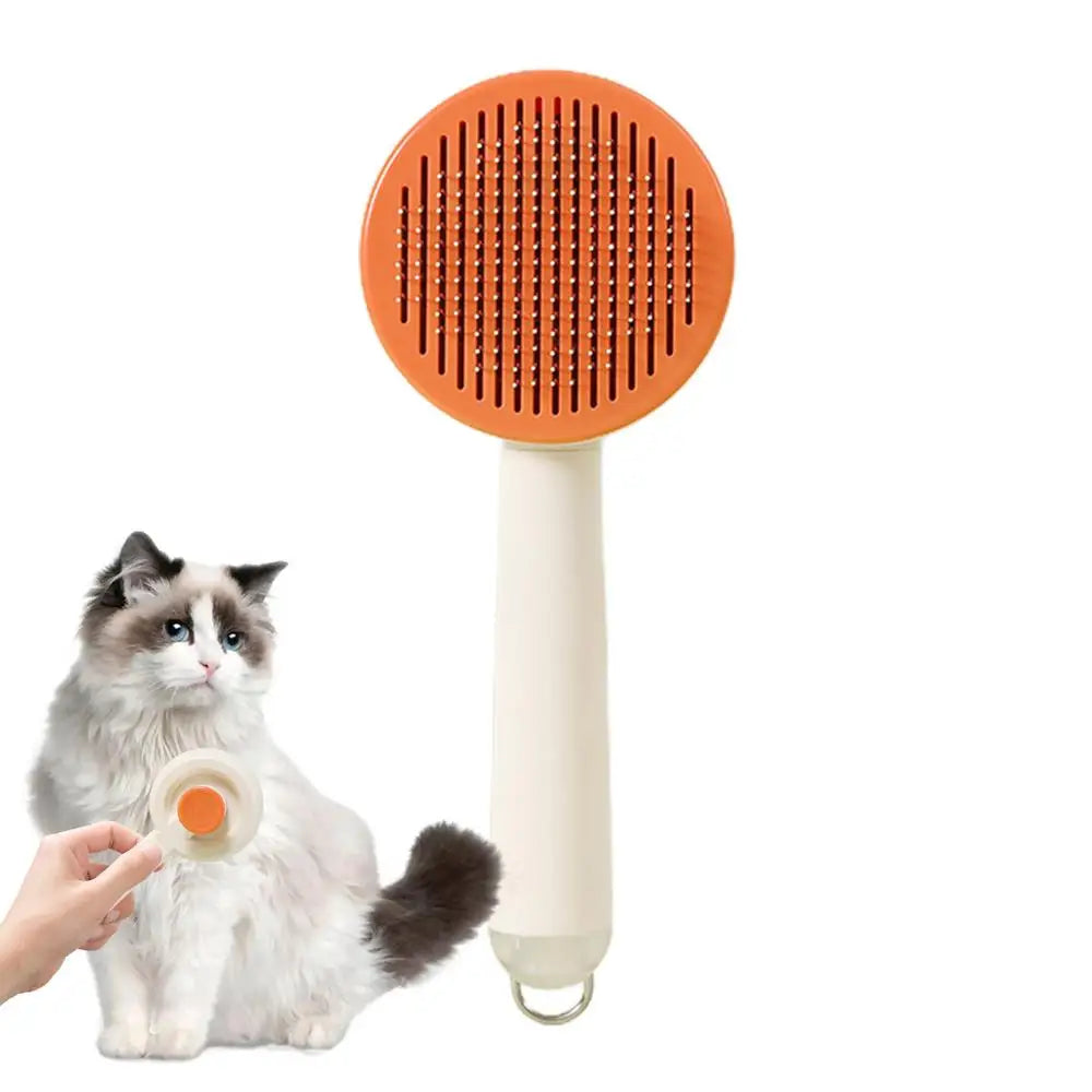 Self Cleaning Cat Brush Pet Cleaning Brush Pet Brush for Grooming Hair Removal with Release Button and Ergonomic Handle