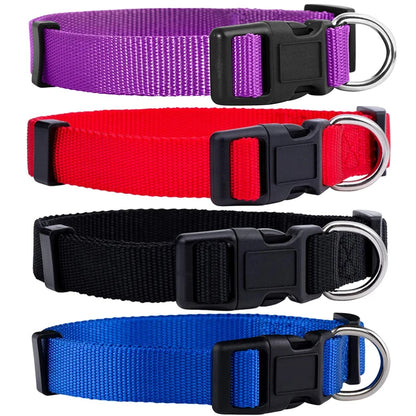 Basic Nylon Dog Collar with Quick Release Buckle Adjustable for Small Medium Large Dogs Bulldog Training Supplies Pet Accessorie