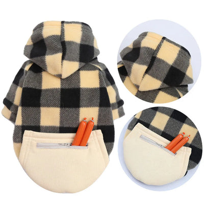 Winter Warm Pet Dog Clothes Plaid Printing Big Dog Coat Outfit for Large Dogs Labrador Hoodies Sweater Gold Retriever Clothing