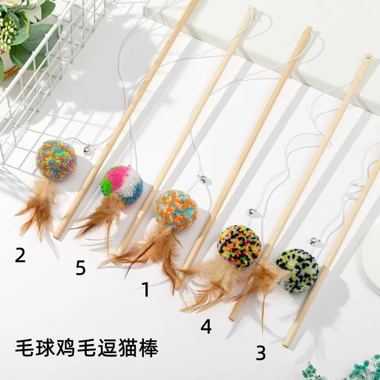Cat Toy Cat Teaser Sticks Pussy Cat Stick Hair Ball Cat Bite Interactive Toy Replacement Head Pet Supplies
