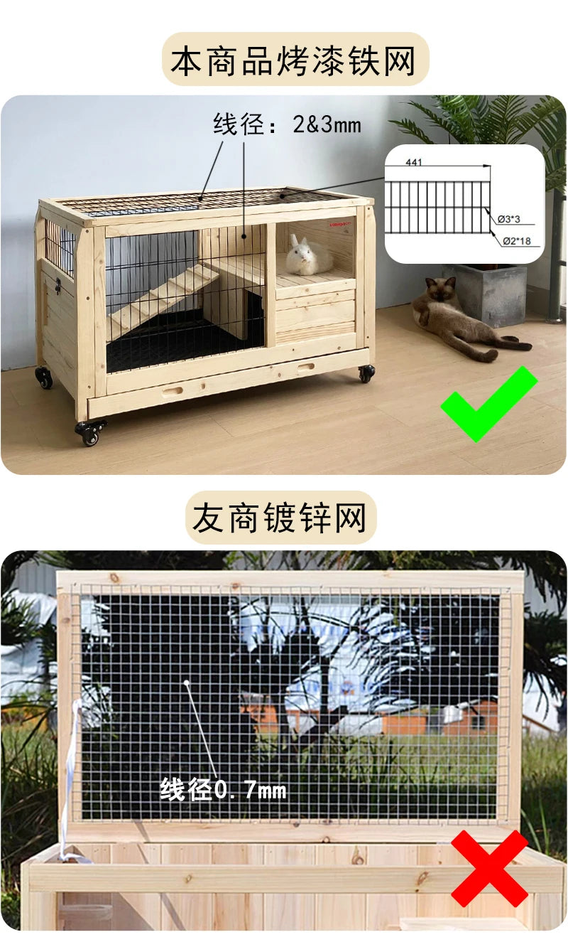 Pulley Indoor Solid Wood Rabbit Cage Dragon Cat House Guinea Pig Villa Dutch Pig Nest Small Pet House Hedgehog Turtle House