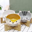 Ceramic Dog Bowl Raised Round Dog Cat Bowl No Spill Pet Dish for Food Water Feeding Cute Cartoon Printed Pet Dog Elevated Dish