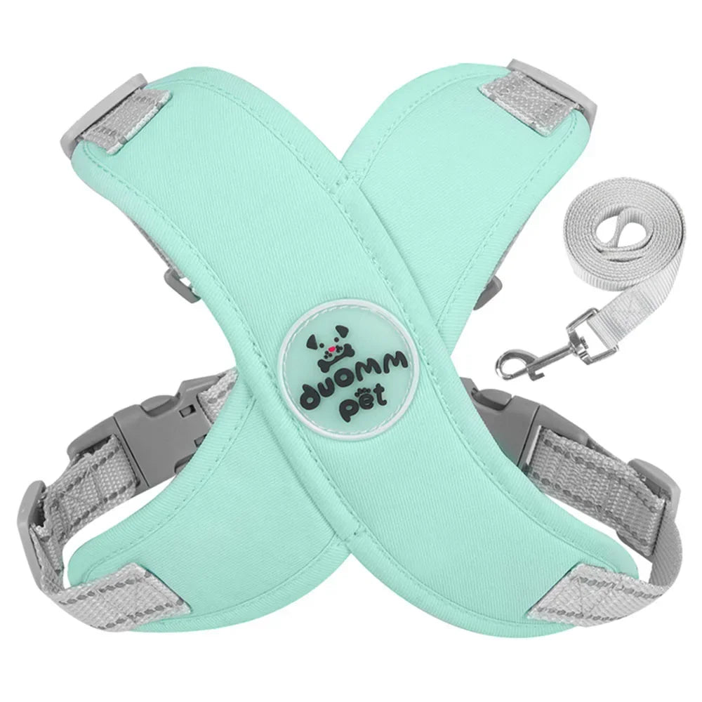 X Dog Harness and Leash Set Breathable Pet Chest Strap Reflective French Bulldog Vest Harness for Small Medium Dogs Puppy Collar