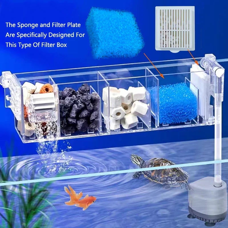 Wall Mounted Fish Tank Filter Replacement Plate Aquarium Biochemical Sponge Filter Media Ball Material Efficient  Filtration