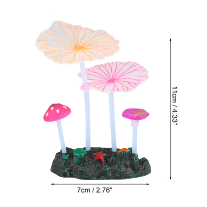 UXCELL Luminous Mushroom Plants Glowing Coral Plastic Artificial Aquarium Fluorescence Deco Ornament Fish Tank Accessories